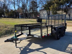 7′ X 12′ Straight Deck Utility Trailer 18IN Mesh Sides Double Axle 7K GVWR