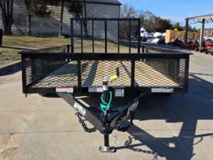 7′ X 12′ Straight Deck Utility Trailer 18IN Mesh Sides Double Axle 7K GVWR - Image 2