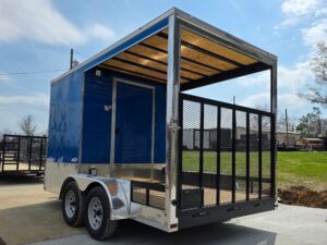 7’x14′ Blue V-Nose Hybrid Enclosed Rear Bi-Fold Loading Gate 2-3500lb Axles - Image 7