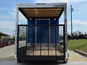 7’x14′ Blue V-Nose Hybrid Enclosed Rear Bi-Fold Loading Gate 2-3500lb Axles - Image 6