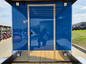 7’x14′ Blue V-Nose Hybrid Enclosed Rear Bi-Fold Loading Gate 2-3500lb Axles - Image 21