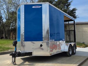 7’x14′ Blue V-Nose Hybrid Enclosed Rear Bi-Fold Loading Gate 2-3500lb Axles - Image 8