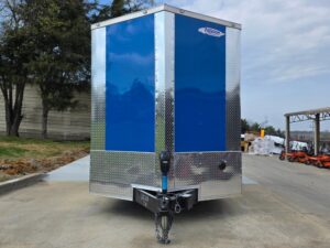 7’x14′ Blue V-Nose Hybrid Enclosed Rear Bi-Fold Loading Gate 2-3500lb Axles - Image 2