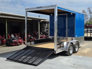 7’x14′ Blue V-Nose Hybrid Enclosed Rear Bi-Fold Loading Gate 2-3500lb Axles - Image 12