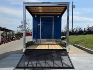 7’x14′ Blue V-Nose Hybrid Enclosed Rear Bi-Fold Loading Gate 2-3500lb Axles - Image 13