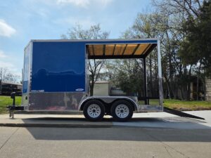 7’x14′ Blue V-Nose Hybrid Enclosed Rear Bi-Fold Loading Gate 2-3500lb Axles - Image 15