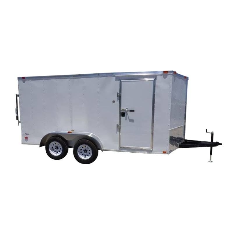 Enclosed Trailer 7’x14′ White – V-Nose Lawn Mower Cargo Trailer Storage Enclosed Trailer 7’x14′ White – V-Nose Lawn Mower Cargo Trailer Storage - Image 1