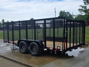 7×16 Powder Coated Straight Deck Utility Trailer with 4.5ft Mesh Sides (2) 3500lb Axles - Image 3