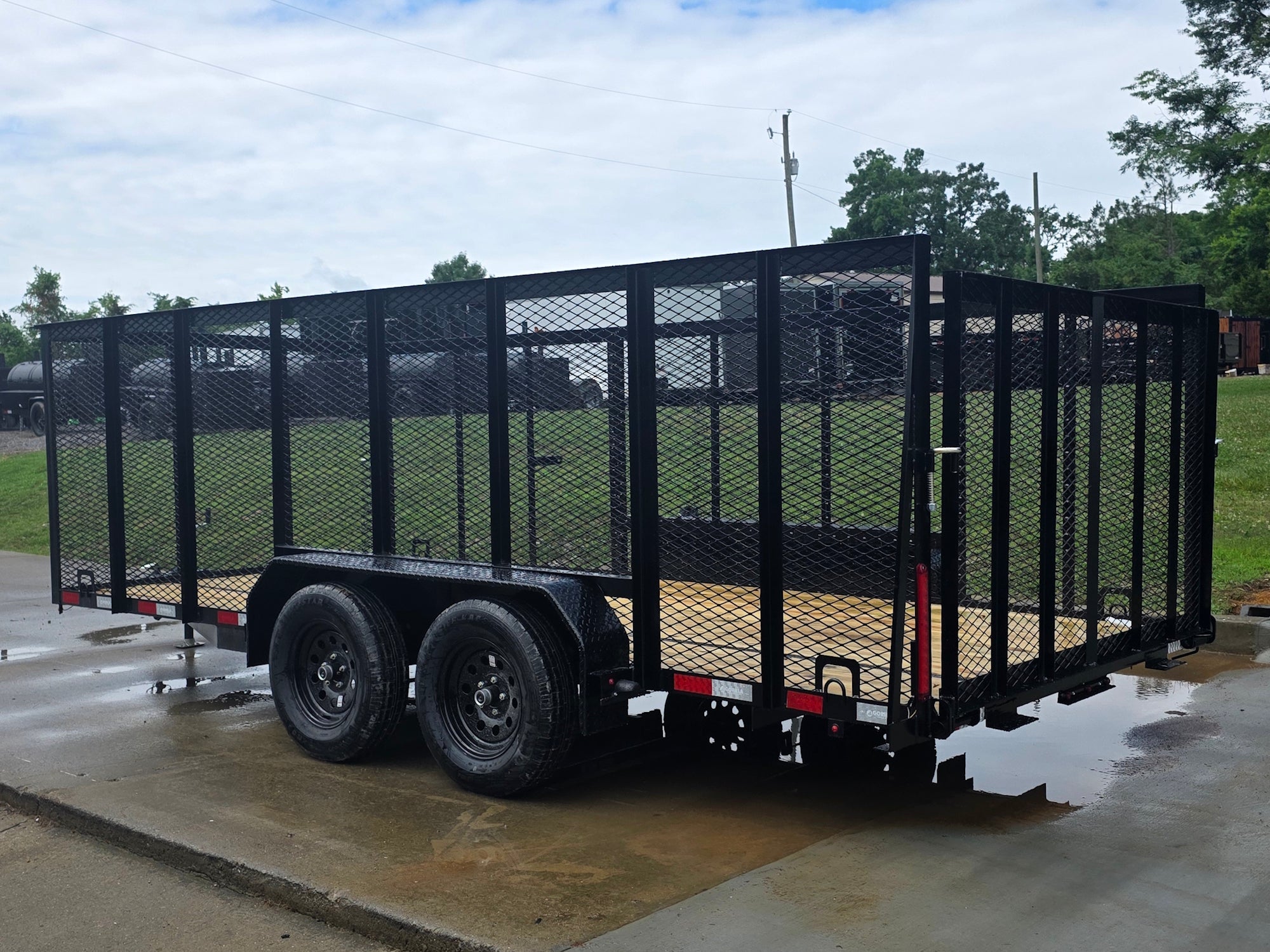 7×16 Powder Coated Straight Deck Utility Trailer with 4.5ft Mesh Sides (2) 3500lb Axles - Image 3
