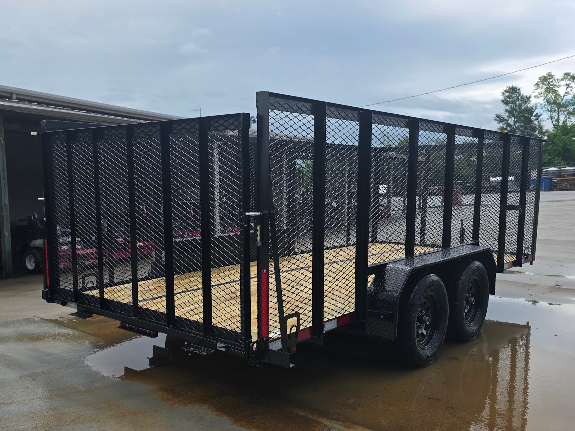 7×16 Powder Coated Straight Deck Utility Trailer with 4.5ft Mesh Sides (2) 3500lb Axles - Image 5