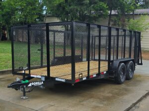 7×16 Powder Coated Straight Deck Utility Trailer with 4.5ft Mesh Sides (2) 3500lb Axles