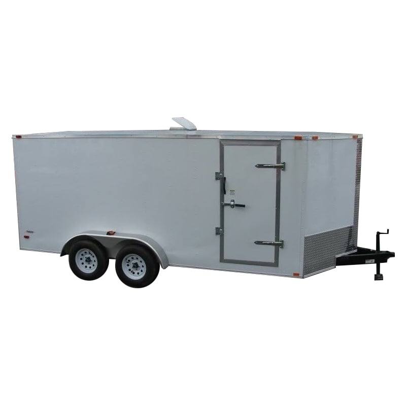 7×16 White V-Nose Enclosed Trailer Lawn Mower Cargo Trailer Storage 7×16 White V-Nose Enclosed Trailer Lawn Mower Cargo Trailer Storage - Image 1