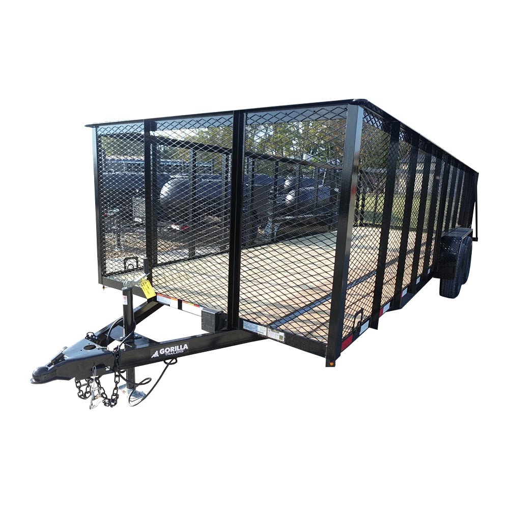 7×20 Straight Deck Utility Trailer 4ft Mesh Sides (2) 3,500lb Axles 7×20 Straight Deck Utility Trailer 4ft Mesh Sides (2) 3,500lb Axles - Image 1