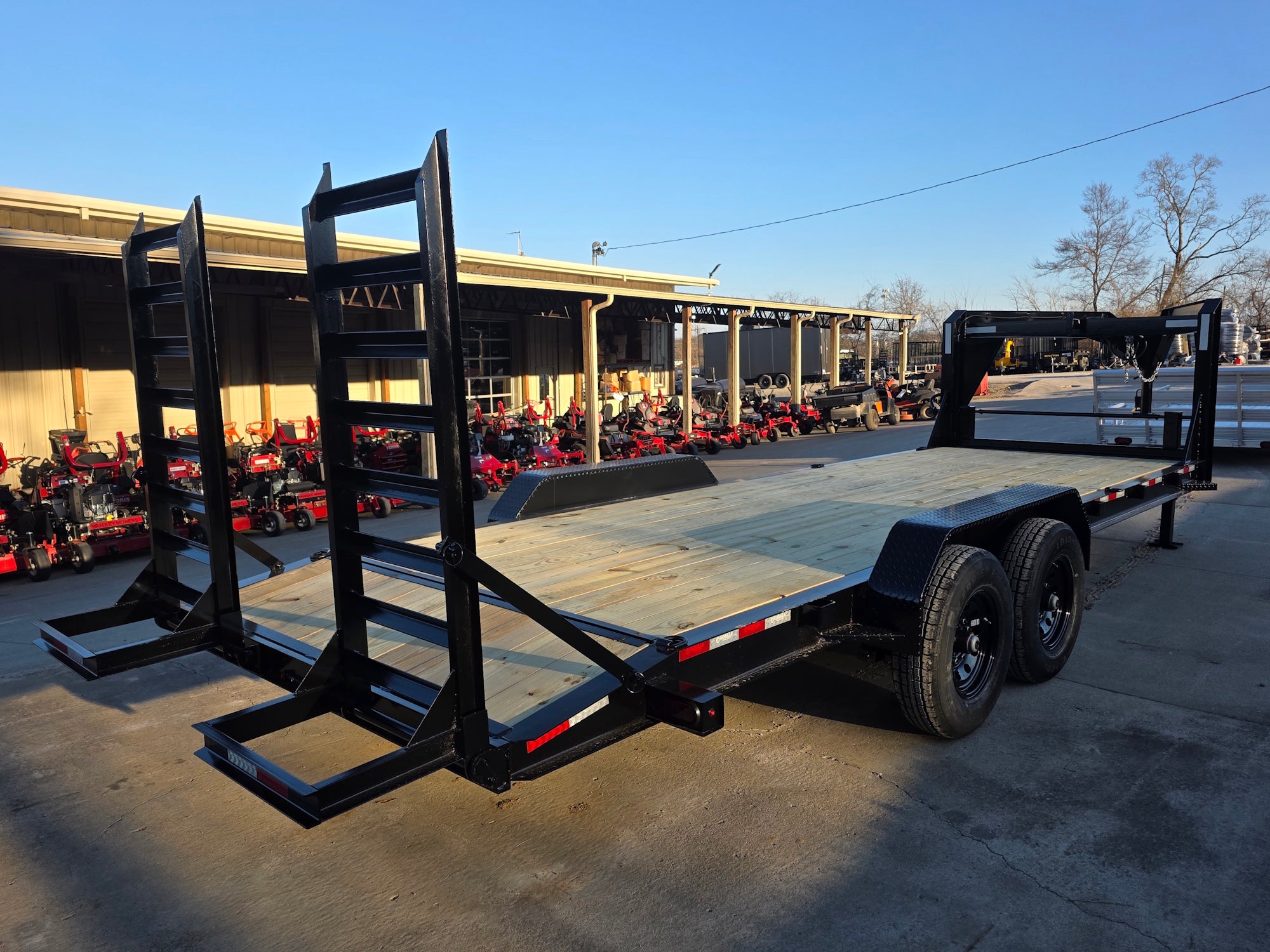 7×22 Gooseneck Equipment Trailer (2) 7K Axles Standup Ramps 14k GVWR - Image 6