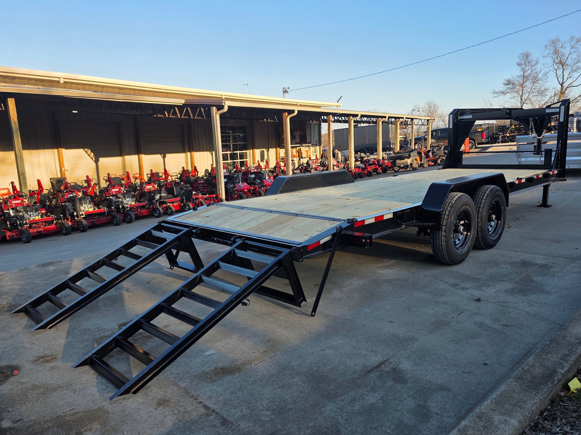 7×22 Gooseneck Equipment Trailer (2) 7K Axles Standup Ramps 14k GVWR - Image 14