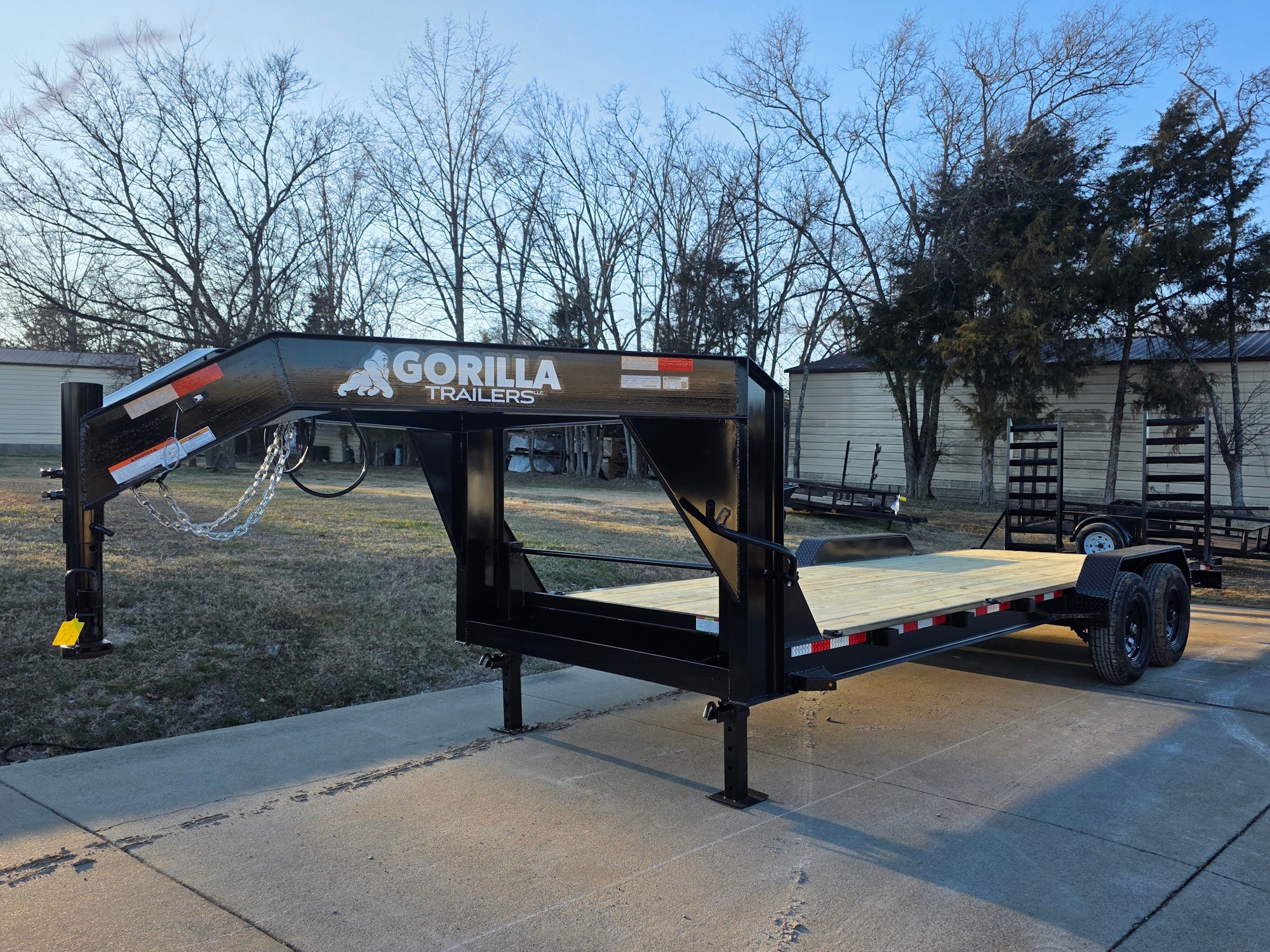 7×22 Gooseneck Equipment Trailer (2) 7K Axles Standup Ramps 14k GVWR - Image 1
