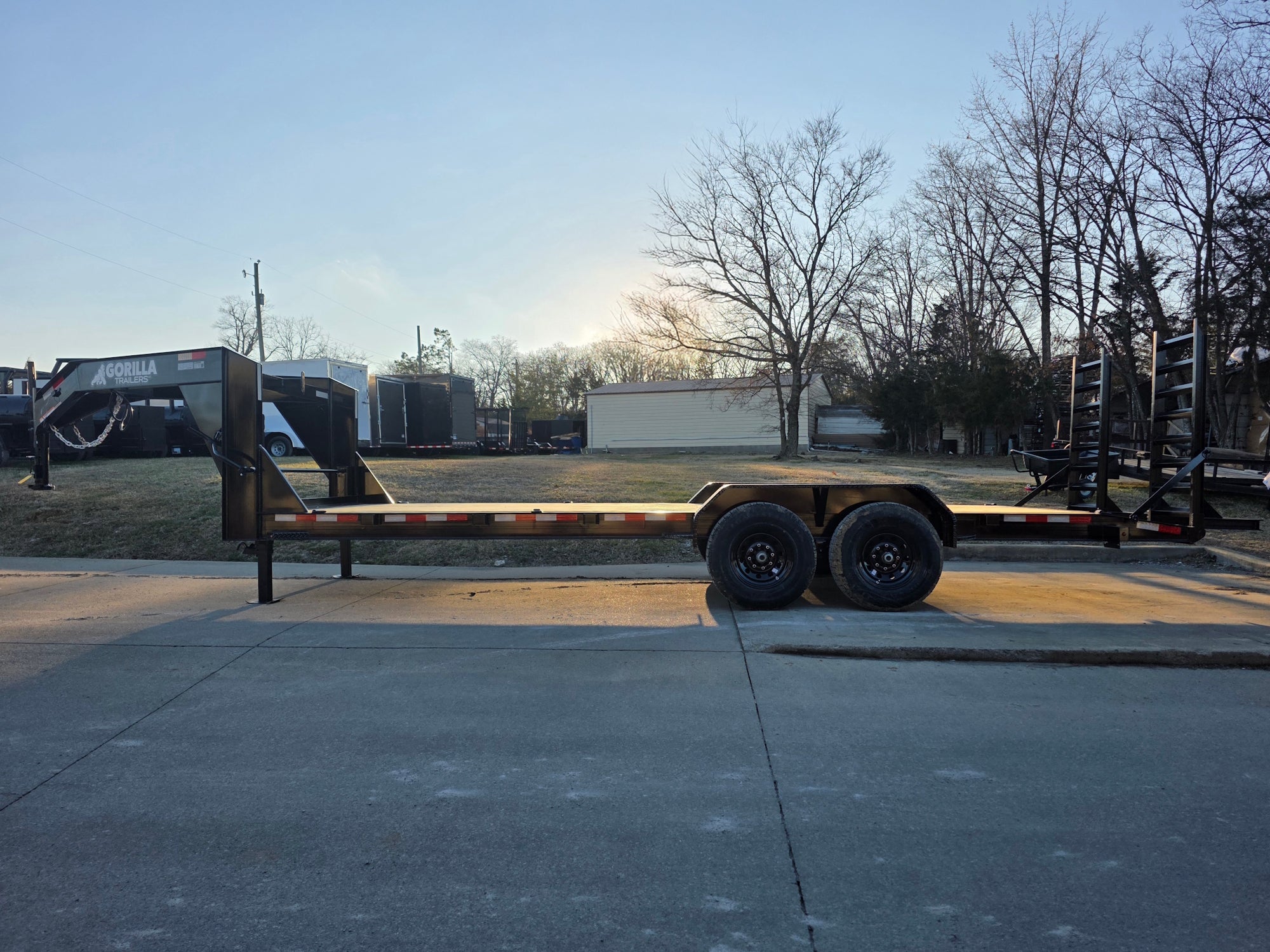 7×22 Gooseneck Equipment Trailer (2) 7K Axles Standup Ramps 14k GVWR - Image 3