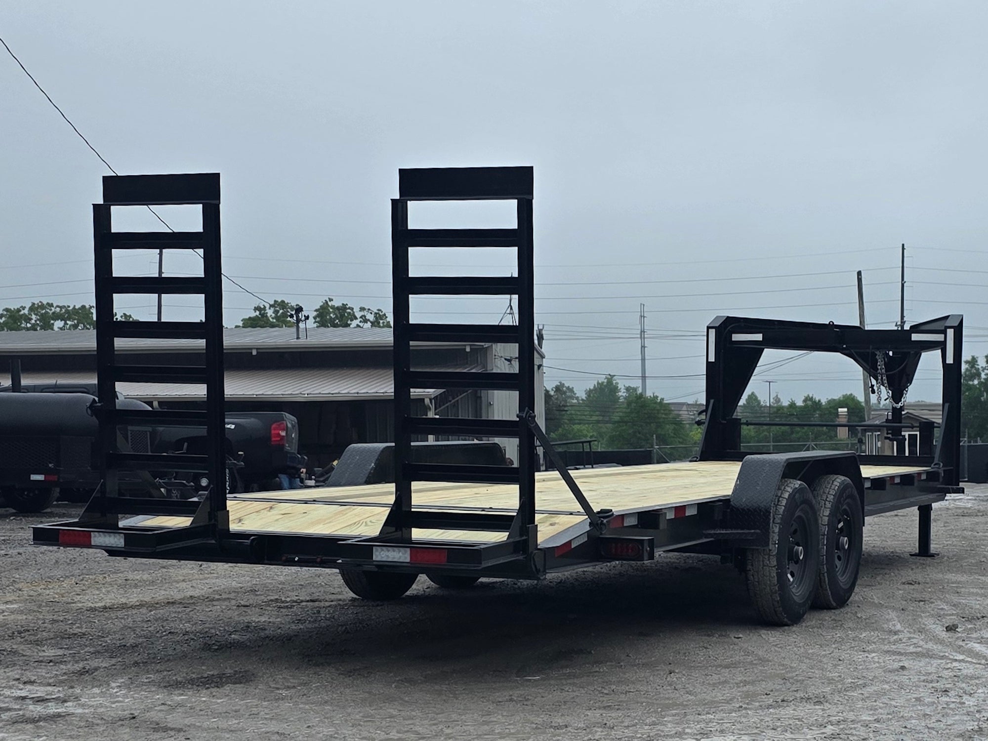 7×24 Gooseneck Equipment Trailer (2) 7K Axles Standup Ramps 14k GVWR - Image 3