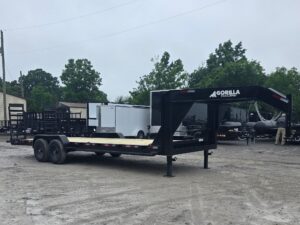7×24 Gooseneck Equipment Trailer (2) 7K Axles Standup Ramps 14k GVWR