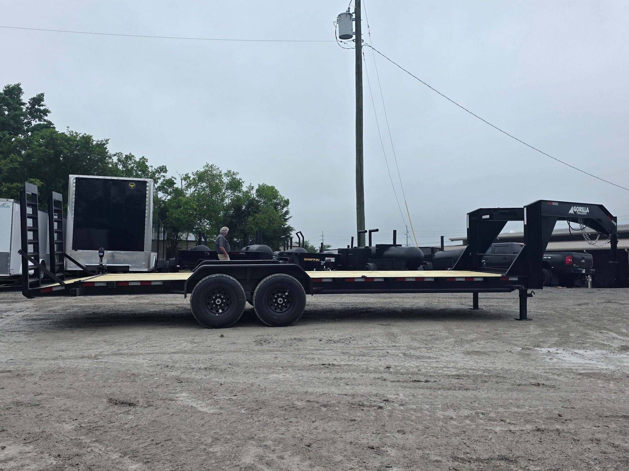 7×24 Gooseneck Equipment Trailer (2) 7K Axles Standup Ramps 14k GVWR - Image 2