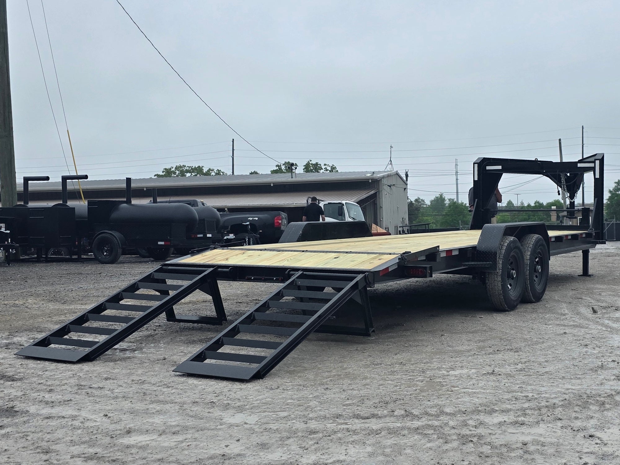 7×24 Gooseneck Equipment Trailer (2) 7K Axles Standup Ramps 14k GVWR - Image 10