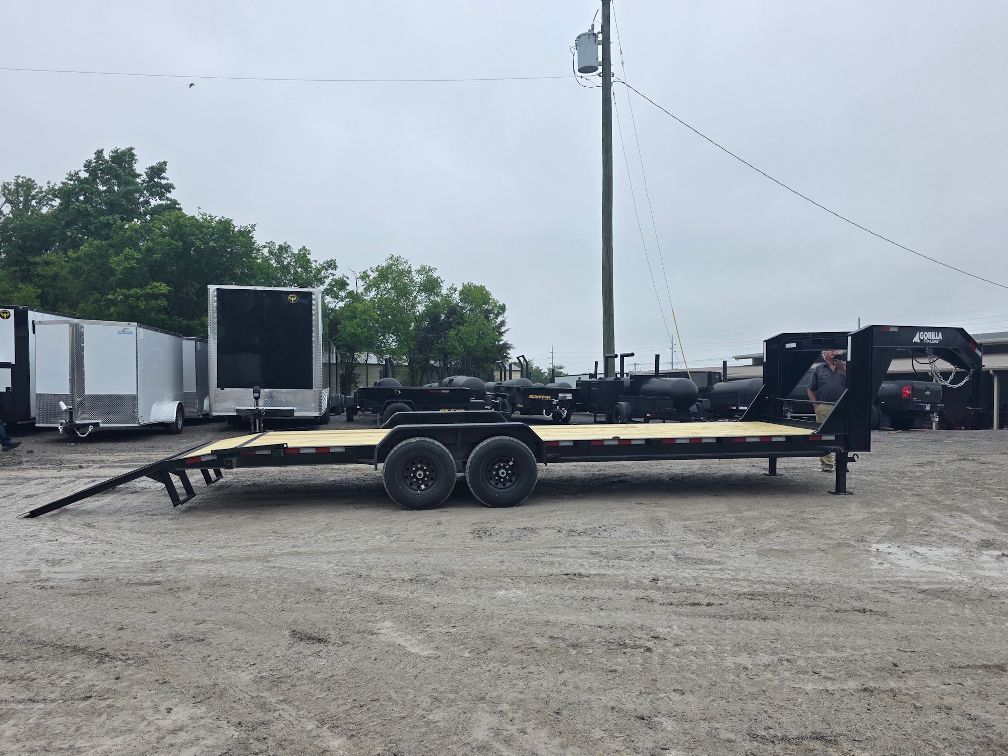 7×24 Gooseneck Equipment Trailer (2) 7K Axles Standup Ramps 14k GVWR - Image 9