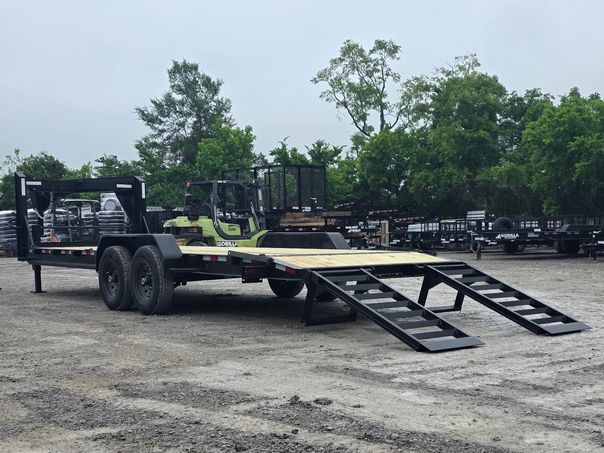 7×24 Gooseneck Equipment Trailer (2) 7K Axles Standup Ramps 14k GVWR - Image 12