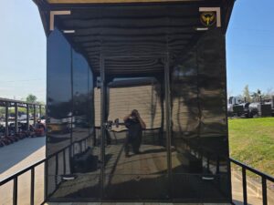 8.5’x26′ Black Hybrid Trailer w/ Roof Covered Rear Deck & Generator Box - Image 25