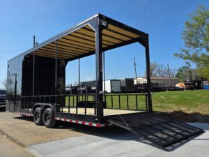 8.5’x26′ Black Hybrid Trailer w/ Roof Covered Rear Deck & Generator Box - Image 14