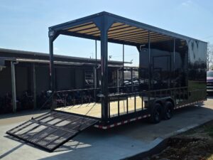 8.5’x26′ Black Hybrid Trailer w/ Roof Covered Rear Deck & Generator Box - Image 12