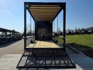 8.5’x26′ Black Hybrid Trailer w/ Roof Covered Rear Deck & Generator Box - Image 13