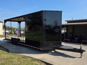 8.5’x26′ Black Hybrid Trailer w/ Roof Covered Rear Deck & Generator Box - Image 10