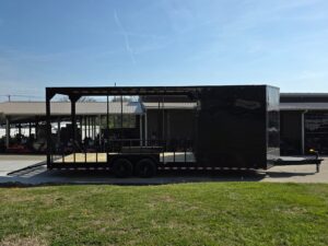8.5’x26′ Black Hybrid Trailer w/ Roof Covered Rear Deck & Generator Box - Image 11