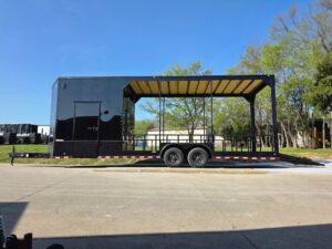 8.5’x26′ Black Hybrid Trailer w/ Roof Covered Rear Deck & Generator Box - Image 15