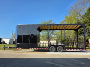 8.5’x26′ Black Hybrid Trailer w/ Roof Covered Rear Deck & Generator Box - Image 7