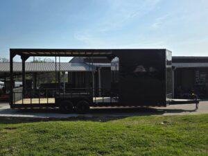 8.5’x26′ Black Hybrid Trailer w/ Roof Covered Rear Deck & Generator Box - Image 3