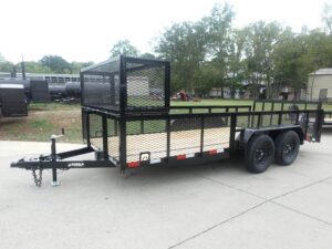 6.4×16 Dovetail Utility Trailer with Front Basket 2ft Mesh (2) 3500lb Axles