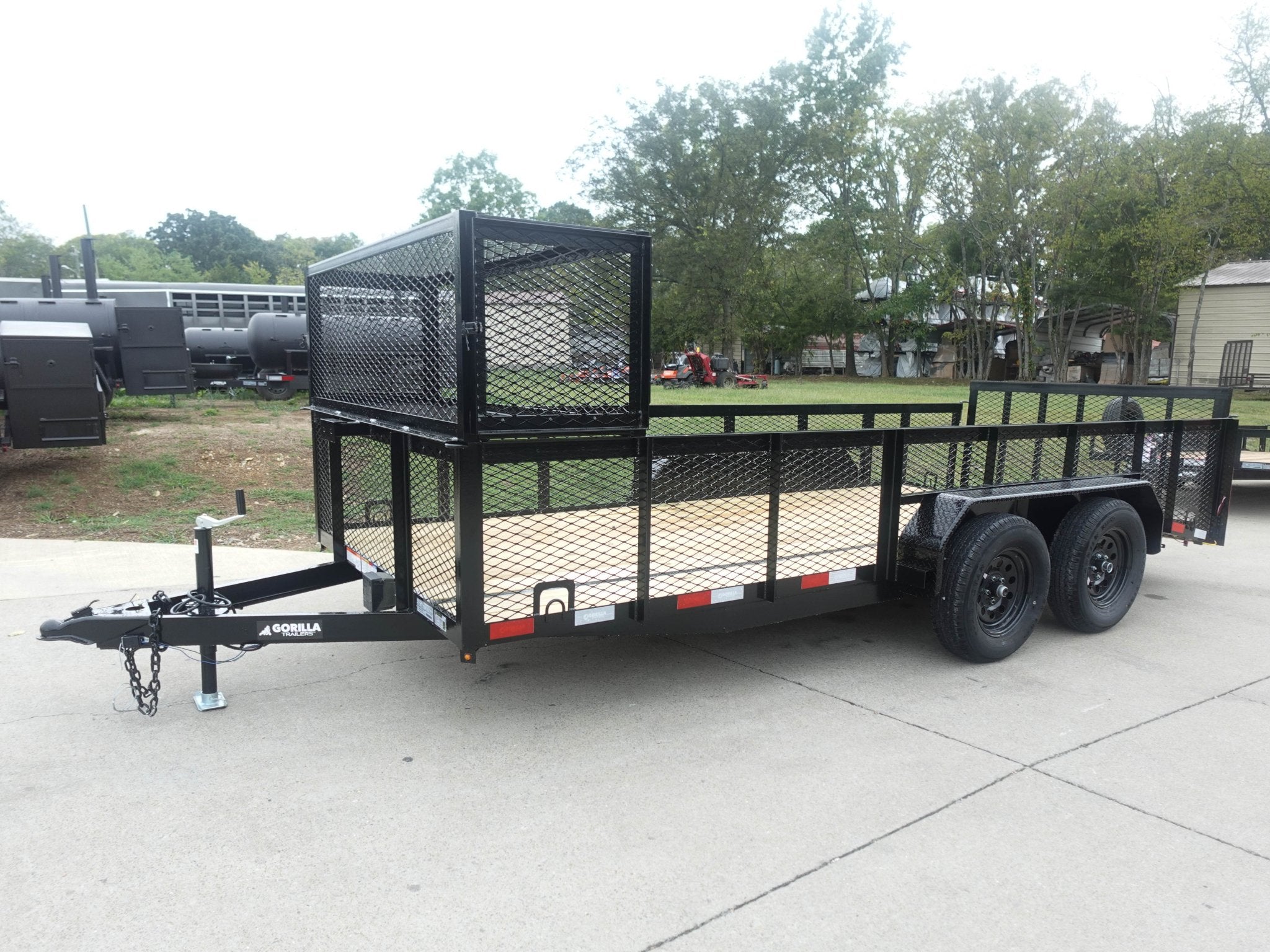 6.4×16 Dovetail Utility Trailer with Front Basket 2ft Mesh (2) 3500lb Axles 6.4×16 Dovetail Utility Trailer with Front Basket 2ft Mesh (2) 3500lb Axles - Image 1