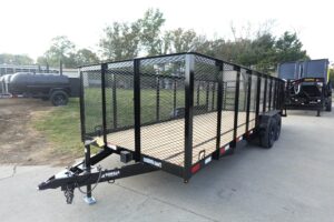 7×20 Heavy Duty Dovetail Utility Trailer 4ft Mesh Sides (2) 3,500lb Axles