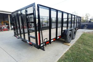 7×20 Heavy Duty Dovetail Utility Trailer 4ft Mesh Sides (2) 3,500lb Axles - Image 9