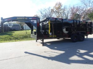 7×16 Gooseneck Telescopic I-Beam Dump Trailer 4ft Sides (2) 7K Axles - Image 2