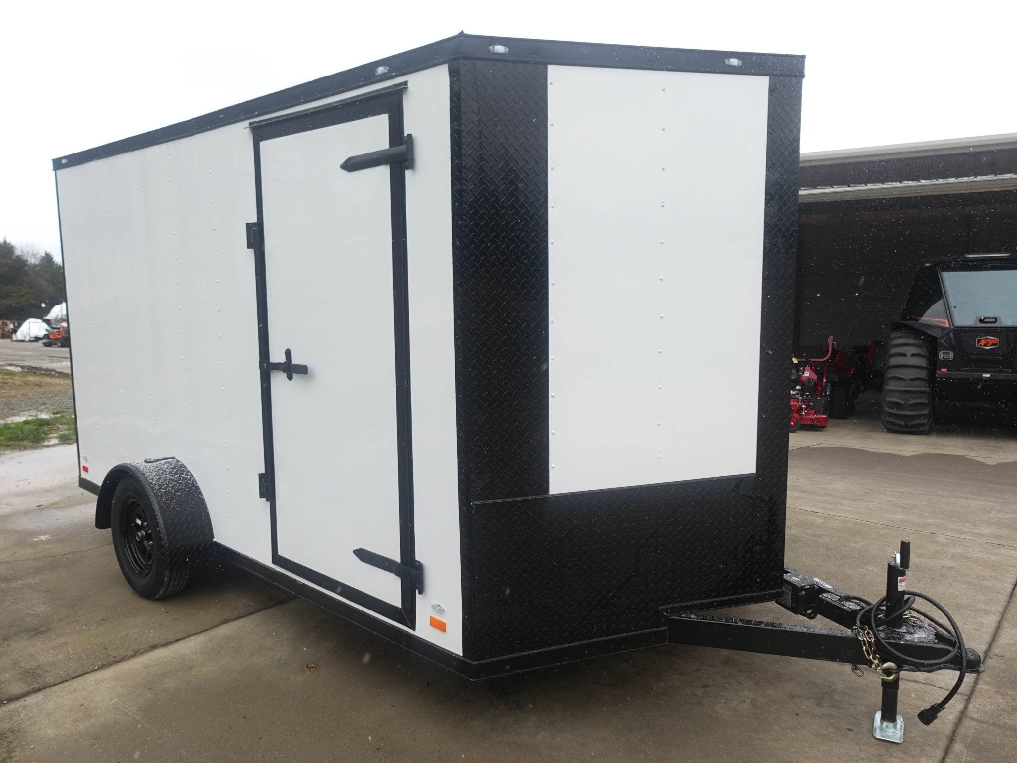 7×12 Enclosed Trailer White V-Nose Blackout Package 3,500lb Axle Storage 7×12 Enclosed Trailer White V-Nose Blackout Package 3,500lb Axle Storage - Image 1