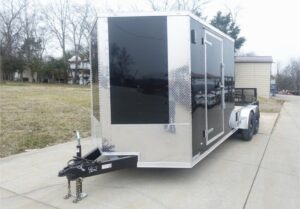 7×20 Black V-nose Hybrid Enclosed Trailer (2) 7K Axles - Image 2
