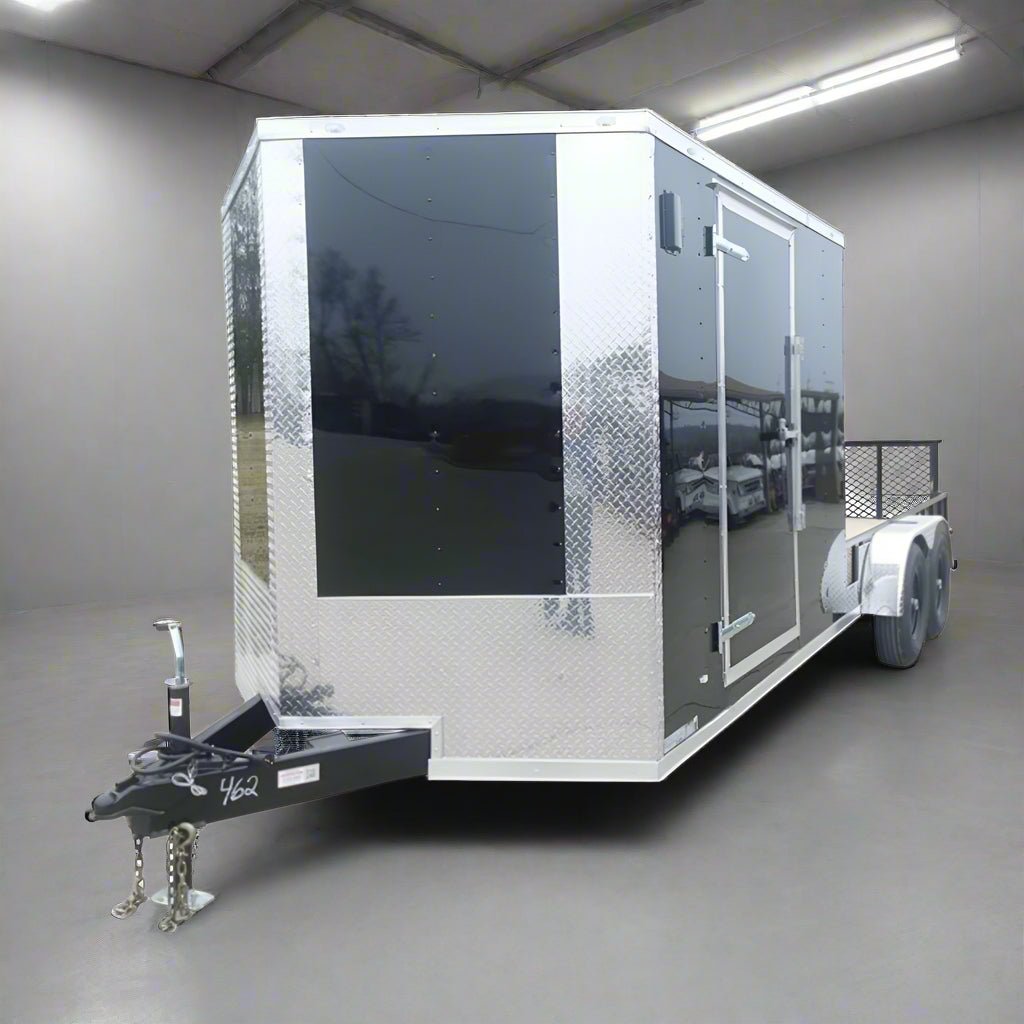 7×20 Black V-nose Hybrid Enclosed Trailer (2) 7K Axles 7×20 Black V-nose Hybrid Enclosed Trailer (2) 7K Axles - Image 1