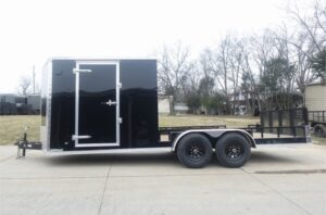 7×20 Black V-nose Hybrid Enclosed Trailer (2) 7K Axles - Image 3