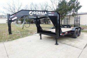 7×14 Gooseneck Equipment Trailer (2) 7K Axles with Stand-Up Ramps 14k Gvwr