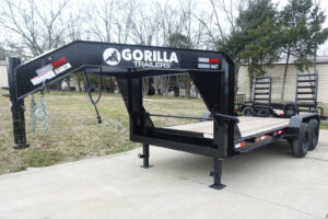 7×16 Gooseneck Equipment Trailer (2) 7K Axles with Stand-Up Ramps 14k GVWR
