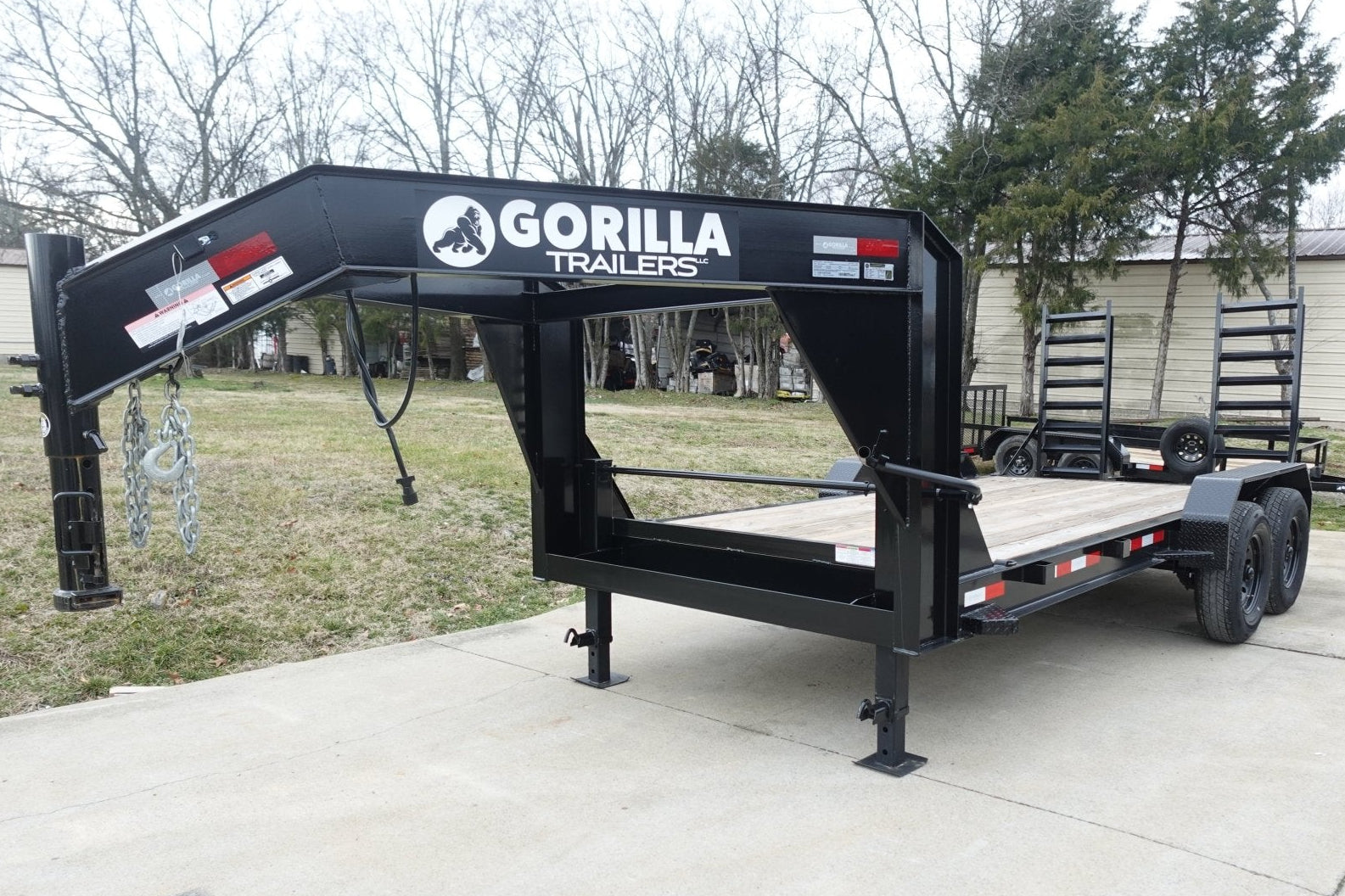 7×16 Gooseneck Equipment Trailer (2) 7K Axles with Stand-Up Ramps 14k GVWR 7×16 Gooseneck Equipment Trailer (2) 7K Axles with Stand-Up Ramps 14k GVWR - Image 1