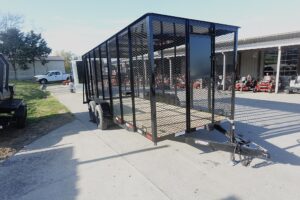 6.4×16 Straight Deck Utility Trailer 6ft Mesh Sides with Metal Roof (2) 3,500lb Axles - Image 2