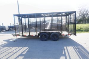 6.4×16 Straight Deck Utility Trailer 6ft Mesh Sides with Metal Roof (2) 3,500lb Axles - Image 6